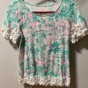 Lilly Pulitzer Pink and Green Patterned Top